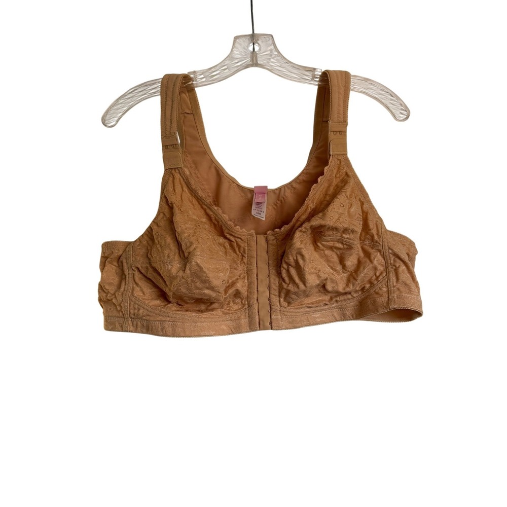 Comfort Choice Front Close Lace Bra Tan Beige 50B Wirefree‎ Posture 27-1238-8